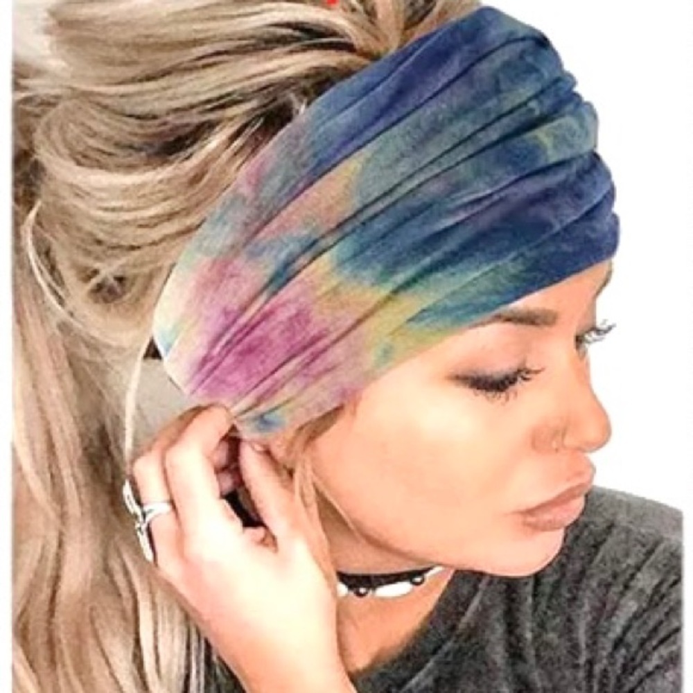 Tie-dye-SOFT MEADOW-Boho Gypsy/hippy wide headband turban silky soft fabric - Picture 5 of 16